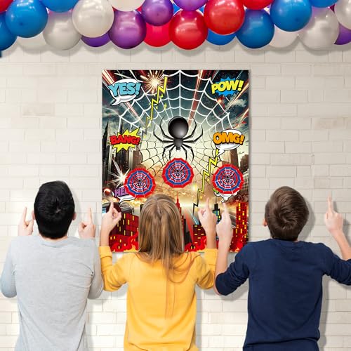 Pin the Spider on the Web Game - Kids Spider Birthday Party Supplies