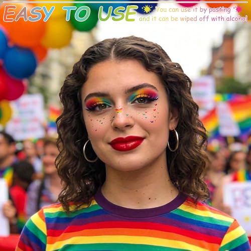 Rainbow Butterfly Glitter Temporary Face Tattoos - 6 Sheets Pride Sparkles