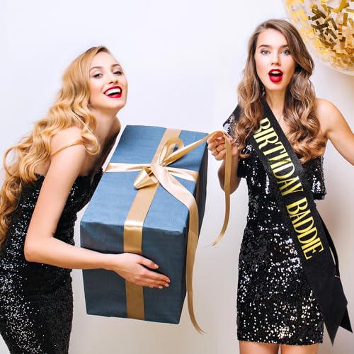 Birthday Baddie Sash for Women - Adjustable Black Party Sash