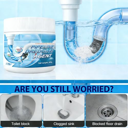 2-Pack Powerful Drain Cleaner Powder for Kitchen and Bathroom Sinks