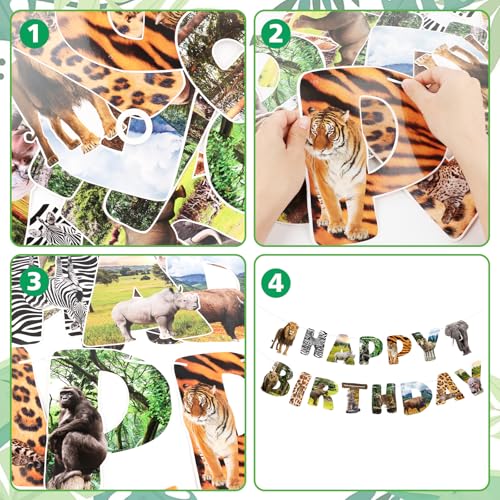 Safari Animals Happy Birthday Banner Wild Jungle Party Decorations