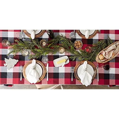 DII Tri-Color Check Collection 100% Cotton Tabletop, Tablecloth, 60x120, Cardinal Red