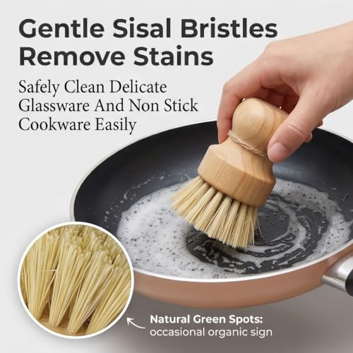 Eco-Friendly Bamboo Dish Brush Set with Natural Sisal Bristles