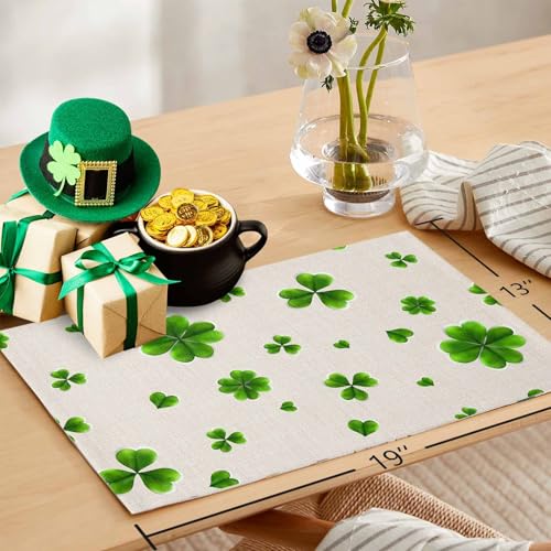 St. Patrick's Day Placemats Set of 4 Shamrock Green Table Mats
