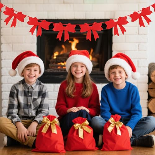 8-Piece Red Bow Garland for Birthday & Baby Shower Decor
