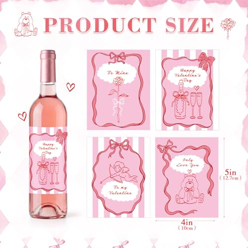 Valentine's Day Wine Bottle Label Stickers - 8 Pcs Waterproof Decor