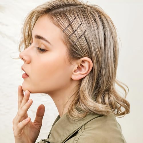 150 Count Mini Bobby Pins 1.38 Inch Small Hairpins with Storage Box Brown