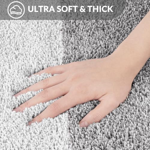 Exclusivo Mezcla Plush Bath Mat, 17x24 Non-Slip Bathroom Rug, Gradient Grey