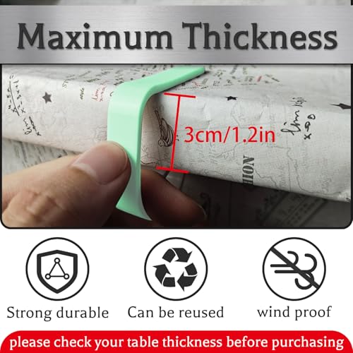 Andiker 8 Pack Tablecloth Clips - Reusable Plastic Holders for 0.2-1.5in Tables