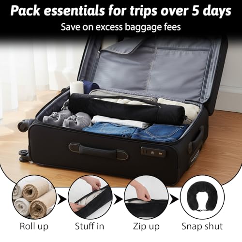 Adjustable Stuffable Neck Pillow for Travel - Black, Storage Solution
