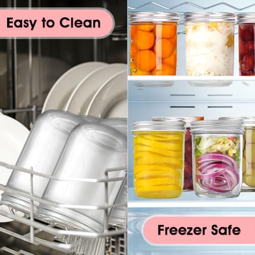 Showvigor 16oz Wide Mouth Mason Jars - 2 Pack Airtight Glass Storage