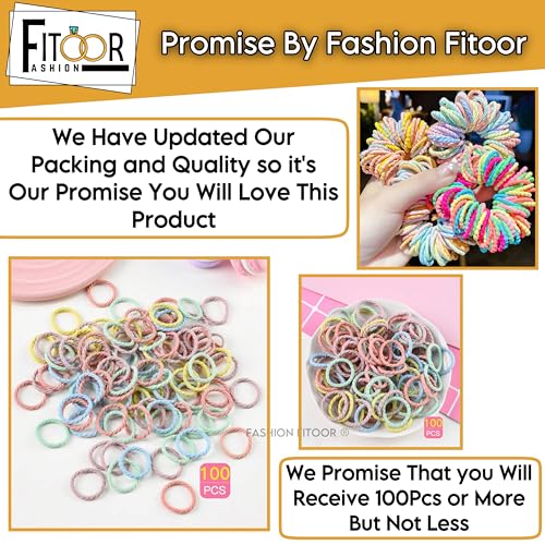 Fashion Fitoor Seamless Cotton Hair Ties & Ponytail Holders 100 Pack