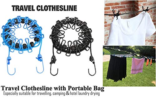Portable Clothesline with 12 Clothespins - Travel Laundry Solution