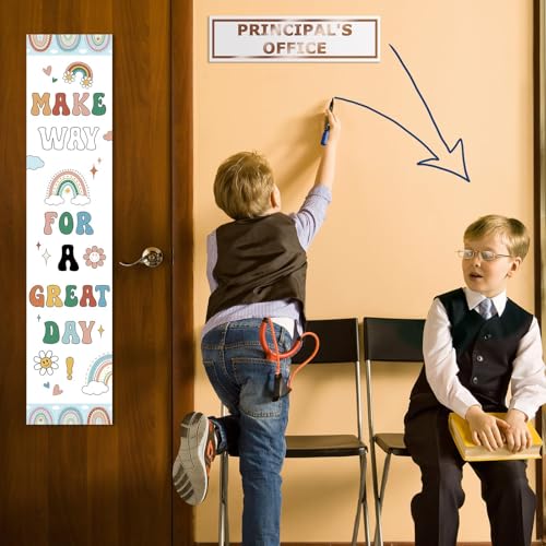 2 PCS Boho Classroom Door Window Covers, Rainbow Blackout Shades 36x8 Inch
