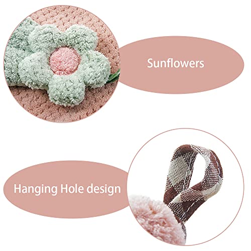 2Pcs Hanging Hand Towels, Super Soft Absorbent Coral Fleece Kitchen Towels
