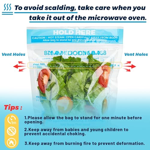 USEAMIE Microwave Steam Cooking Bags - 20 Pcs Zipper Steamer Pouches
