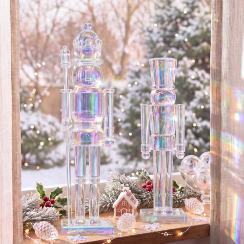 Iridescent Acrylic Christmas Nutcracker Decor Figures - 2 Pack