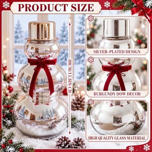 Glass Christmas Snowman Figurine - Mirror Decor for Holiday