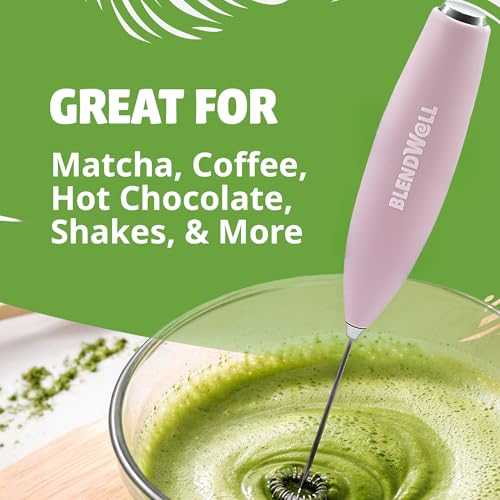 BlendWell Handheld Electric Milk Frother for Coffee and Matcha - Rose Pink