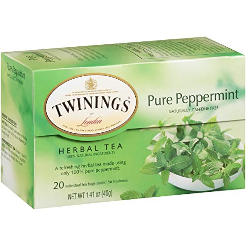 Twinings Pure Peppermint Herbal Tea, Naturally Caffeine-Free, 60 Tea Bags