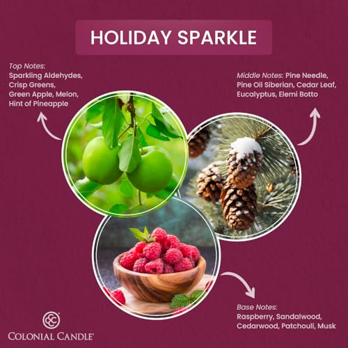 Colonial Candle Holiday Sparkle Scented Jar Candle - Purple, 14.5 oz, 3 Wick, Up to 60 Hours Burn - Variation of Holiday Sparkle / 14.5 oz