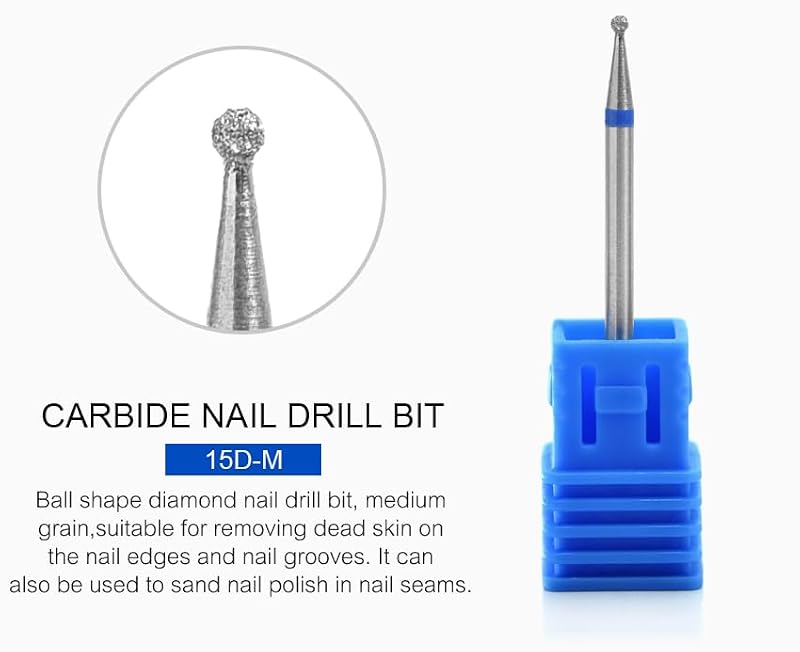 Siyuwuro 3Pcs Cuticle Nail Drill Bit Set 3/32 Inch Tungsten Steel Ball and Needle Bits for Electric Nail File