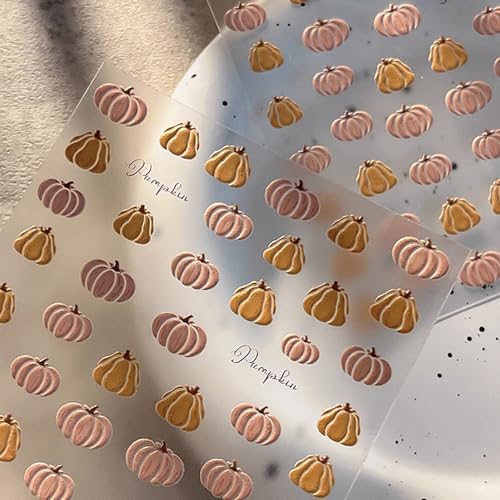 LYLYNB 5D Embossed Pumpkin Nail Stickers Fall Thanksgiving Decals