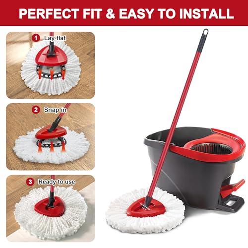 Tidy Monster Microfiber Mop Head Replacements for O-Cedar Spin Mop, 4 Pack