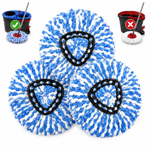 3-Pack Microfiber Mop Replacement Heads for O-Ceda RinseClean Spin Mop