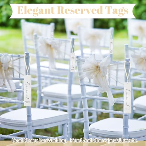 36 White Reserved Seating Signs with Ribbon for Weddings