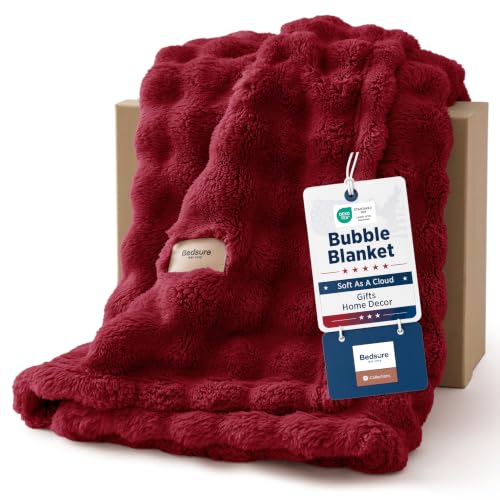 Bedsure Cloud Bubble Throw Blanket - Red, 50x60 Inches, Christmas Decor