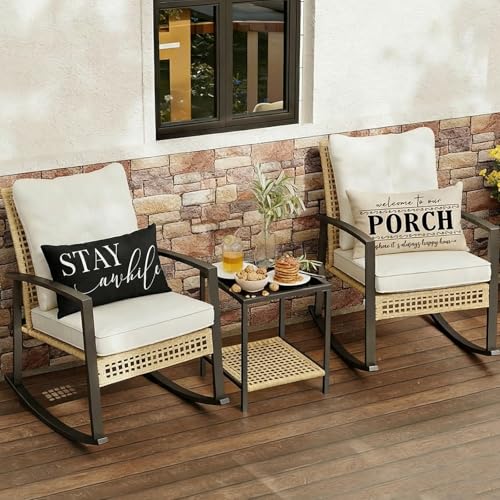 JOJOGOGO Stay Awhile Outdoor Lumbar Pillow Covers, Waterproof 12x20, Set of 2