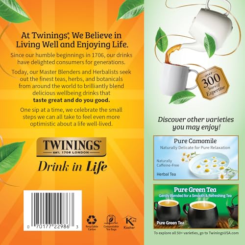 Twinings Pure Peppermint Herbal Tea, Caffeine-Free, 100 Individually Wrapped
