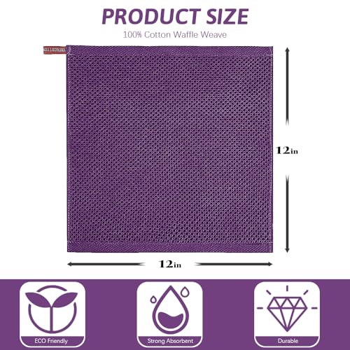 Nialnant 100% Cotton Waffle Weave Dish Cloths - 4 Pack, 12x12 Inch