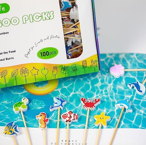 100Pcs Sea Animals Toothpicks - Cute Fish Theme Cocktail Picks