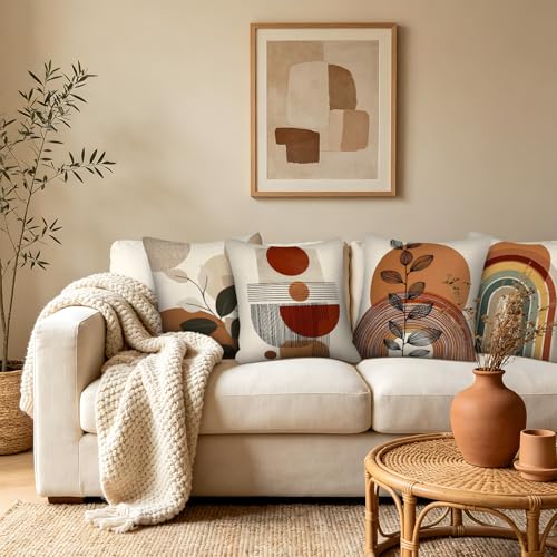 Pazzocenter Boho Throw Pillow Covers 18x18 Set of 4 - Terracotta Zt-118