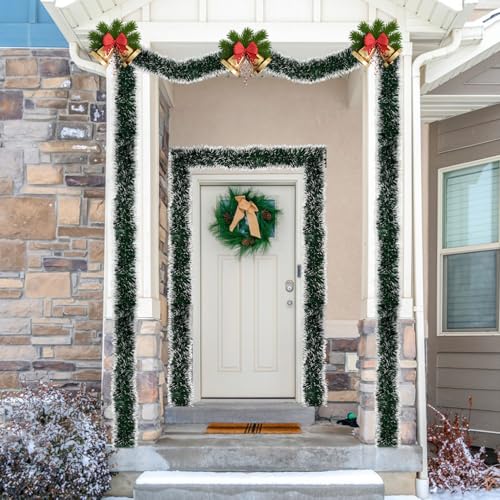 Dark White 50ft Christmas Tinsel Garland for Holiday Decorations & DIY Crafts