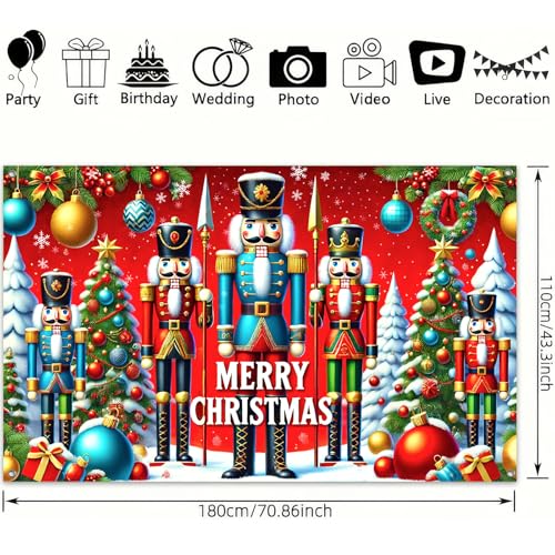 Christmas Nutcracker Banner Santa Sleigh Holiday Decorations - 71 x 43 Inch - Variation of THIS listing