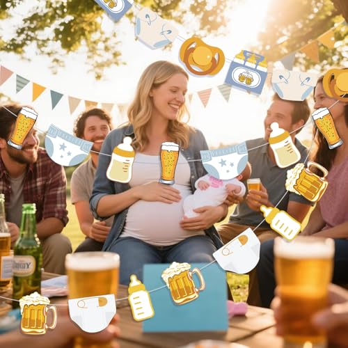 Beer and Diaper Garland Banners for Baby Shower Party Decor