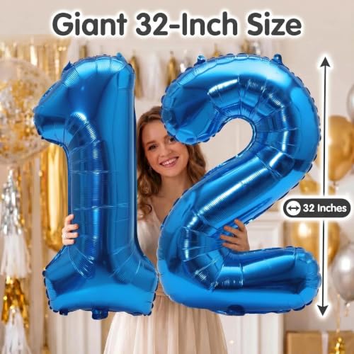 32 Inch Blue Foil Helium Number Balloon for Birthday & Wedding
