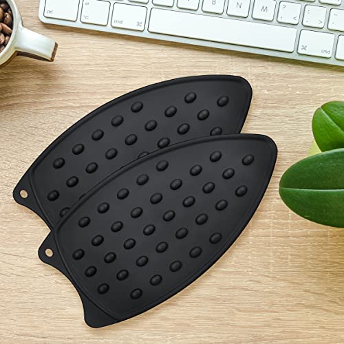 Yuntop Silicone Iron Rest Pads - 2 Pack Black Heat Resistant Mats