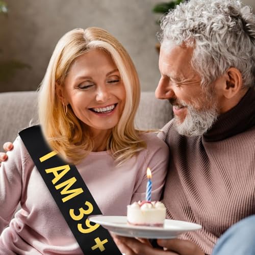 CIEHER 40th Birthday Sash - Black Satin with Gold Foil