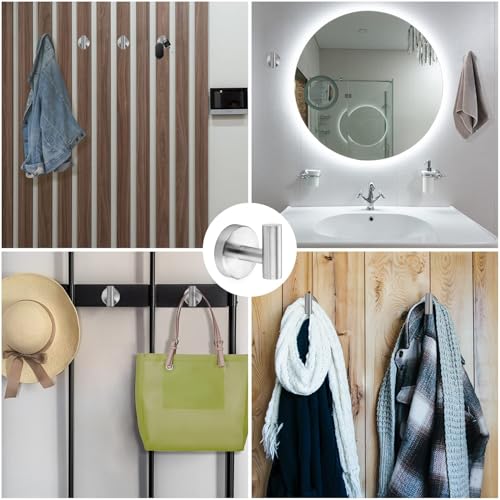 Ravinte Brushed Nickel Towel Hooks 2 Pack - Stainless Steel Wall Mount