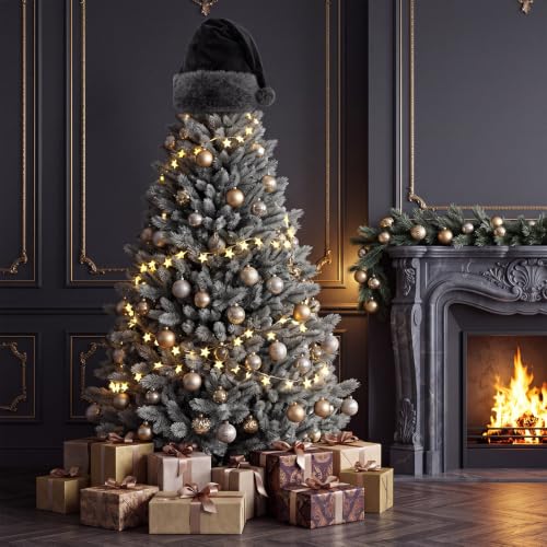 Gothic Black Santa Hat Tree Topper 26 x 15 Inch Christmas Decor - Versatile Holiday Ornament