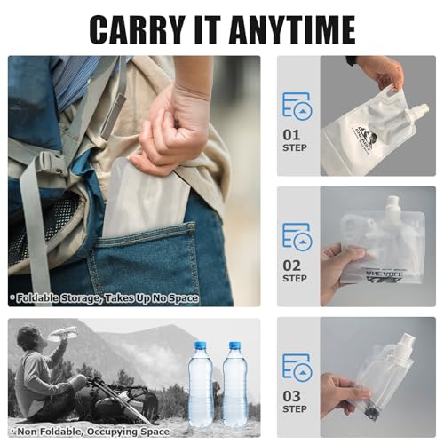 Ancable 1L Collapsible Water Bottles - 3-Pack Reusable Travel Gear