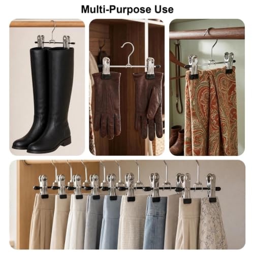 Vafon Stainless Steel Boot Hangers - Multipurpose Laundry Clips (Set of 6)