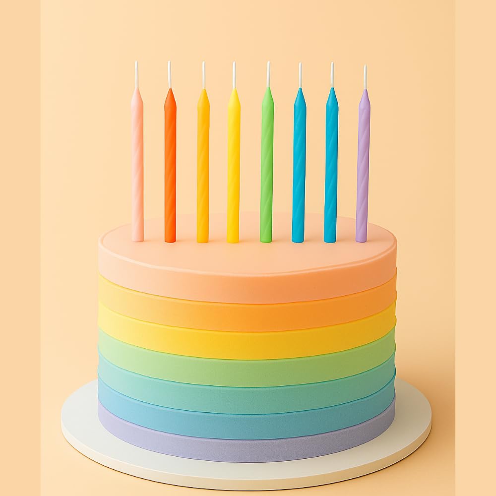 Cwise - 50-Count Spiral Birthday Cake Candles – Mini Pastel Rainbow Spiral Candles for Cake or Cupcake – 25 Unique Colors (2 of Each Color)