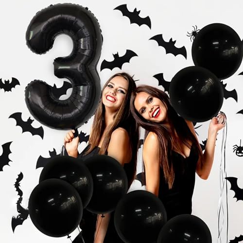 Giant 40-Inch Black Number 3 Balloon for Party Decorations