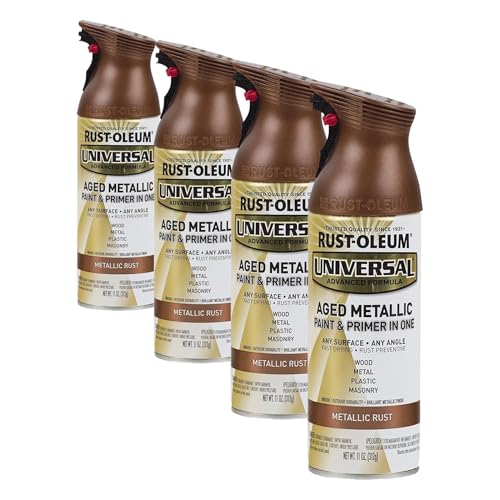 Rust-Oleum Universal All-Surface Metallic Spray Paint, Aged Rust, 11oz (4-Pack)