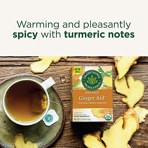 Traditional Medicinals Organic Ginger Aid Digestive Tea Pack of 3 - 16 Tea Bags Each